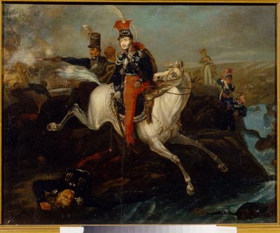 The Death of Prince Josef Poniatowski, at the Battle of Leipzig, 16th October 1813 by Ukranian School Ukranian School